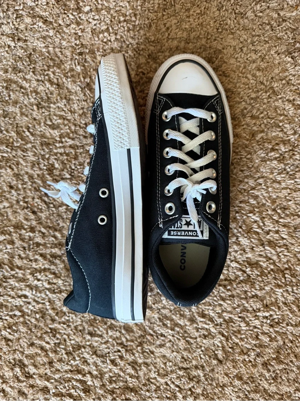 Converse Kids Black Low Top Sneakers with White Trim